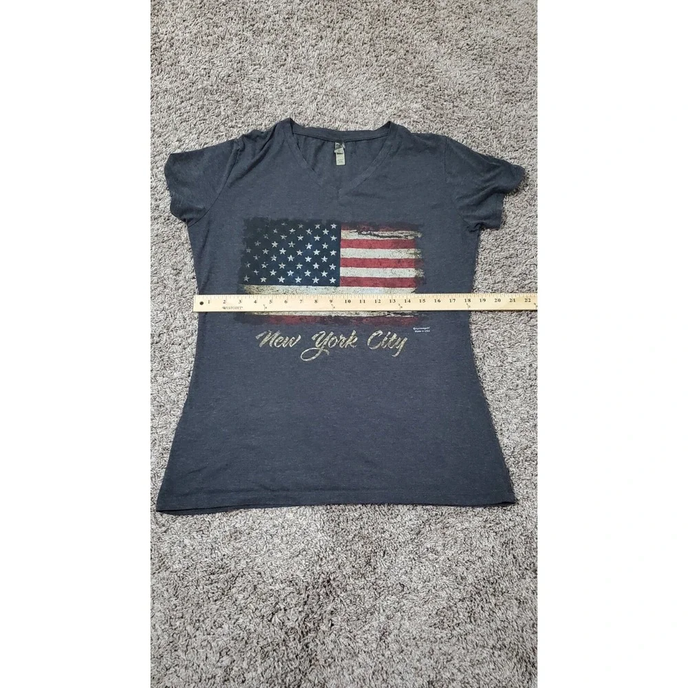 Womens T Shirt Size 2XL Gray Blue Red American Flag New York City Patriotic - Picture 3 of 6